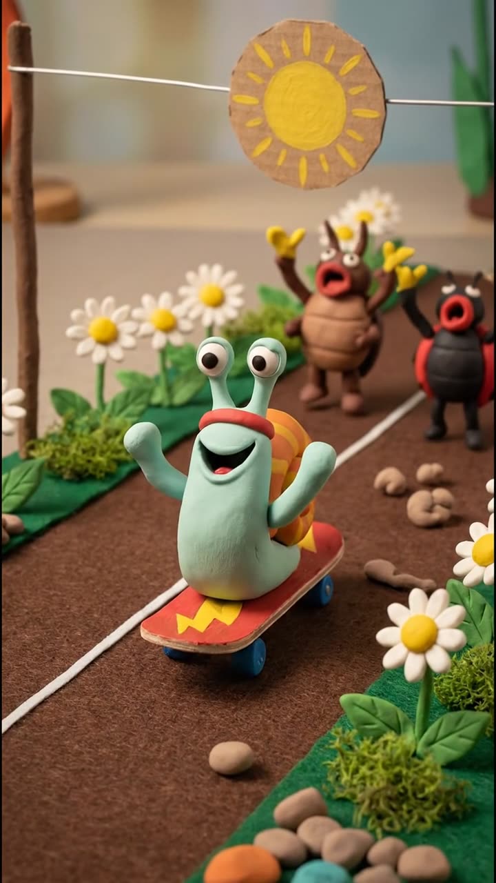 Still from Clay Snail Race